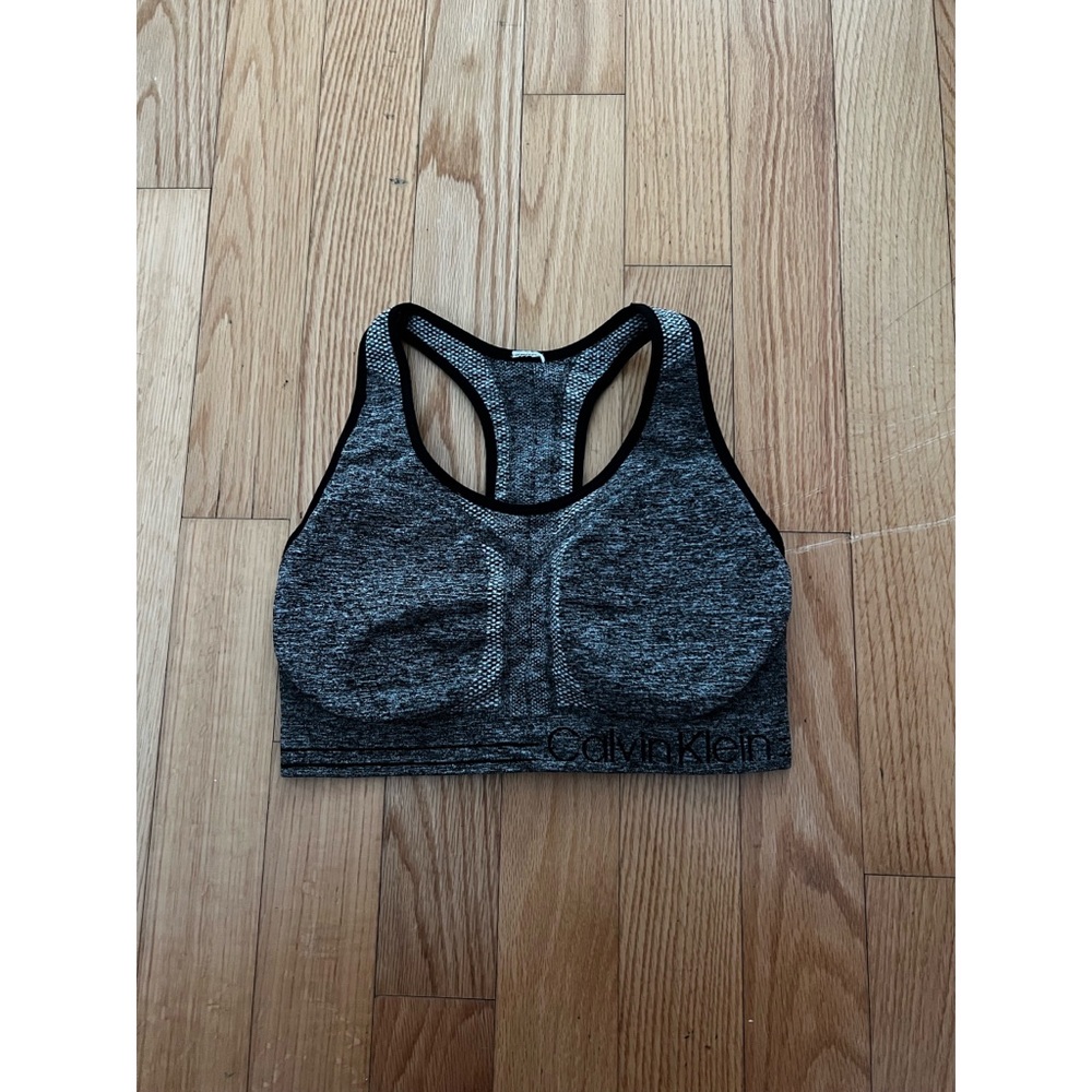 Calvin Klein marbled black sports bra size small
